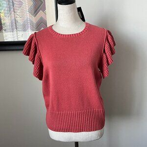 NWT Marc New York Coral Flutter Sleeve Sweater  L